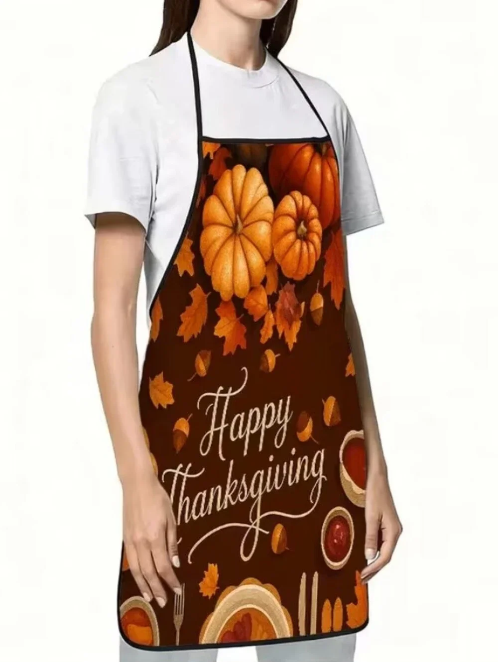 Happy Thanksgiving Brown Pumpkin Apron